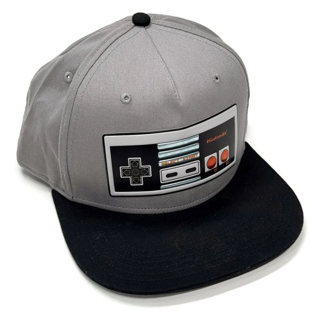 Nintendo‎ NES SnapBack Hat Controller Gray Black Cap Mens Adult